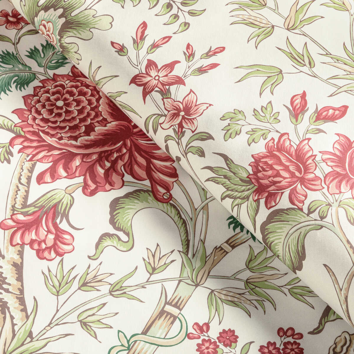 Luberon Print - Berry/Leaf - BRUNSCHWIG & FILS Fabric