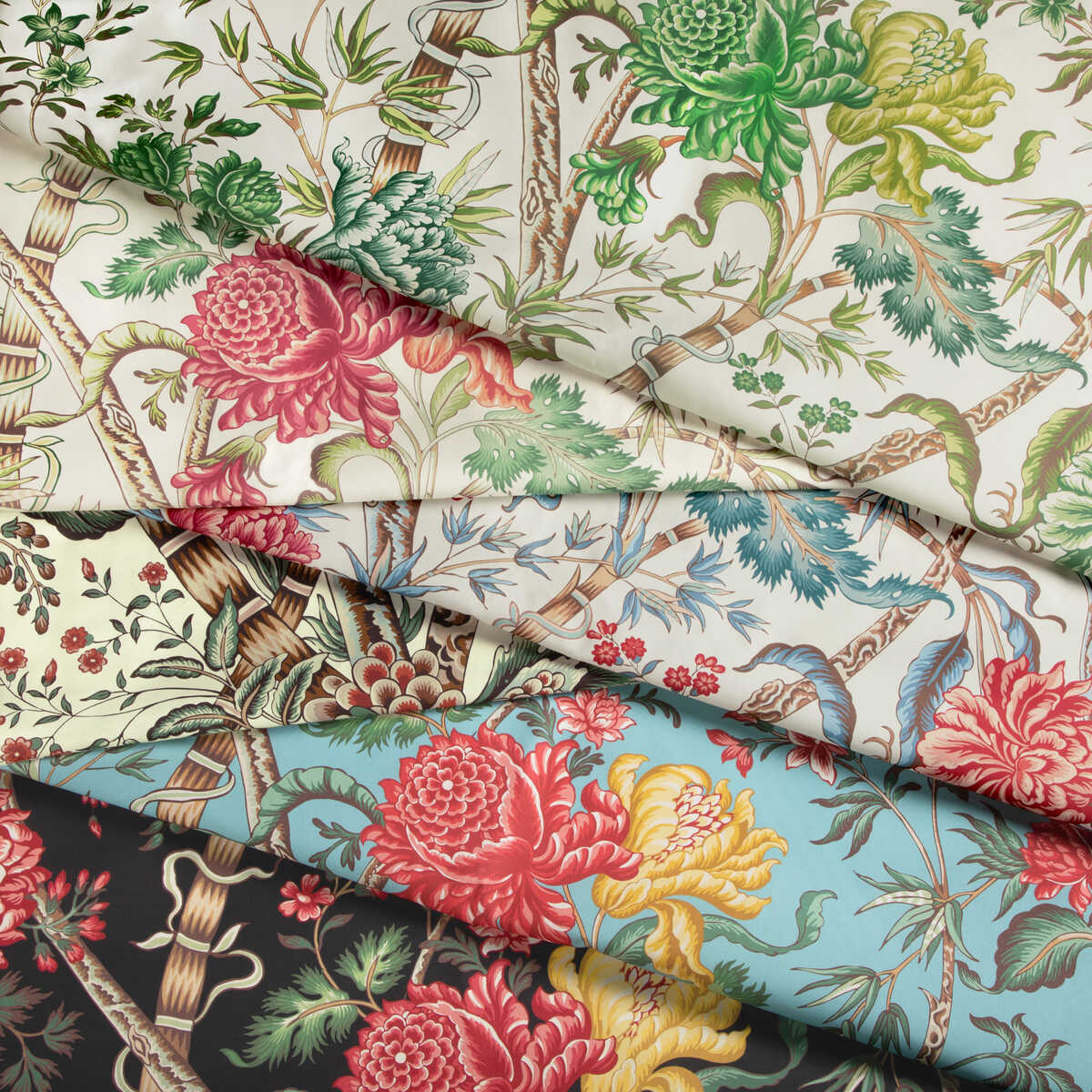 Luberon Print - Berry/Leaf - BRUNSCHWIG & FILS Fabric