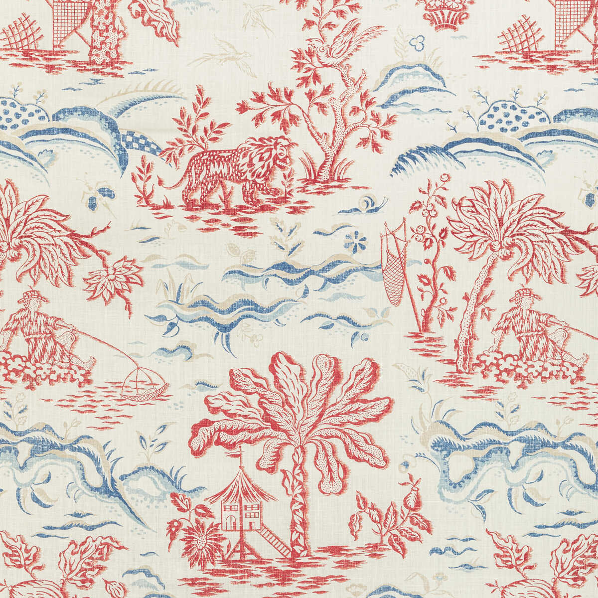 Valensole Print - Red/Blue - BRUNSCHWIG & FILS Fabric