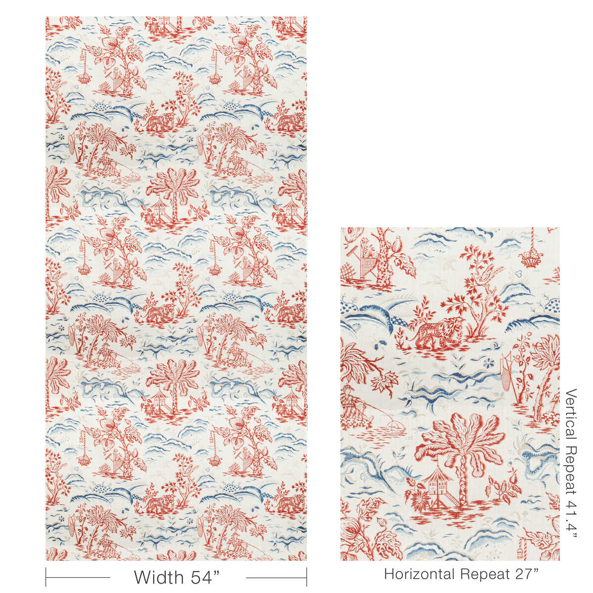 Valensole Print - Red/Blue - BRUNSCHWIG & FILS Fabric