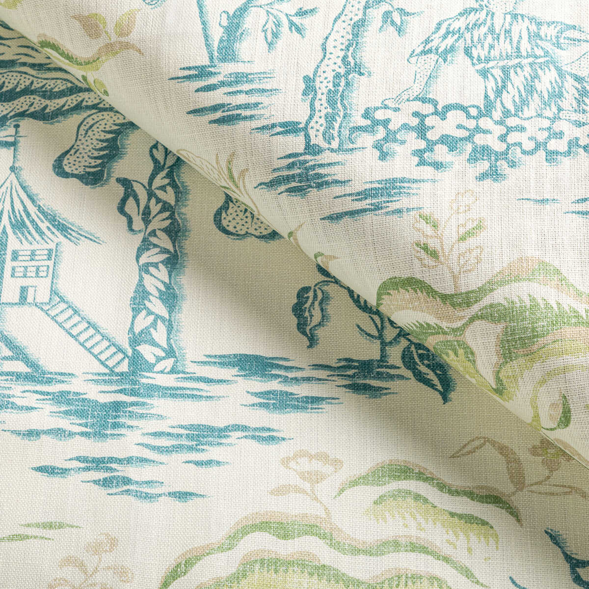 Valensole Print - Teal/Leaf - BRUNSCHWIG & FILS Fabric