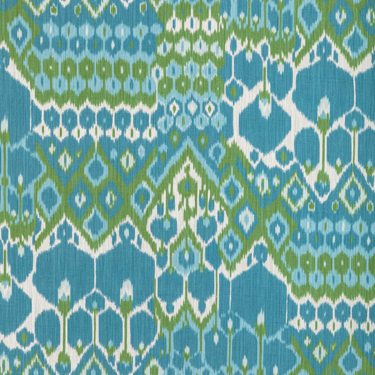 Bonnieux Print - Aqua/Leaf - BRUNSCHWIG & FILS Fabric