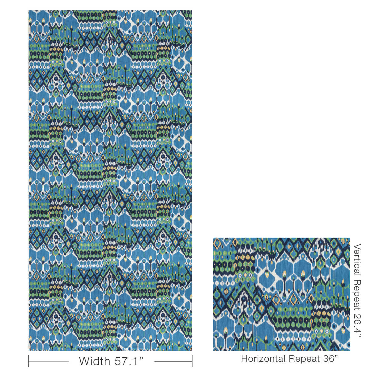 Bonnieux Print - Blue/Leaf - BRUNSCHWIG & FILS Fabric
