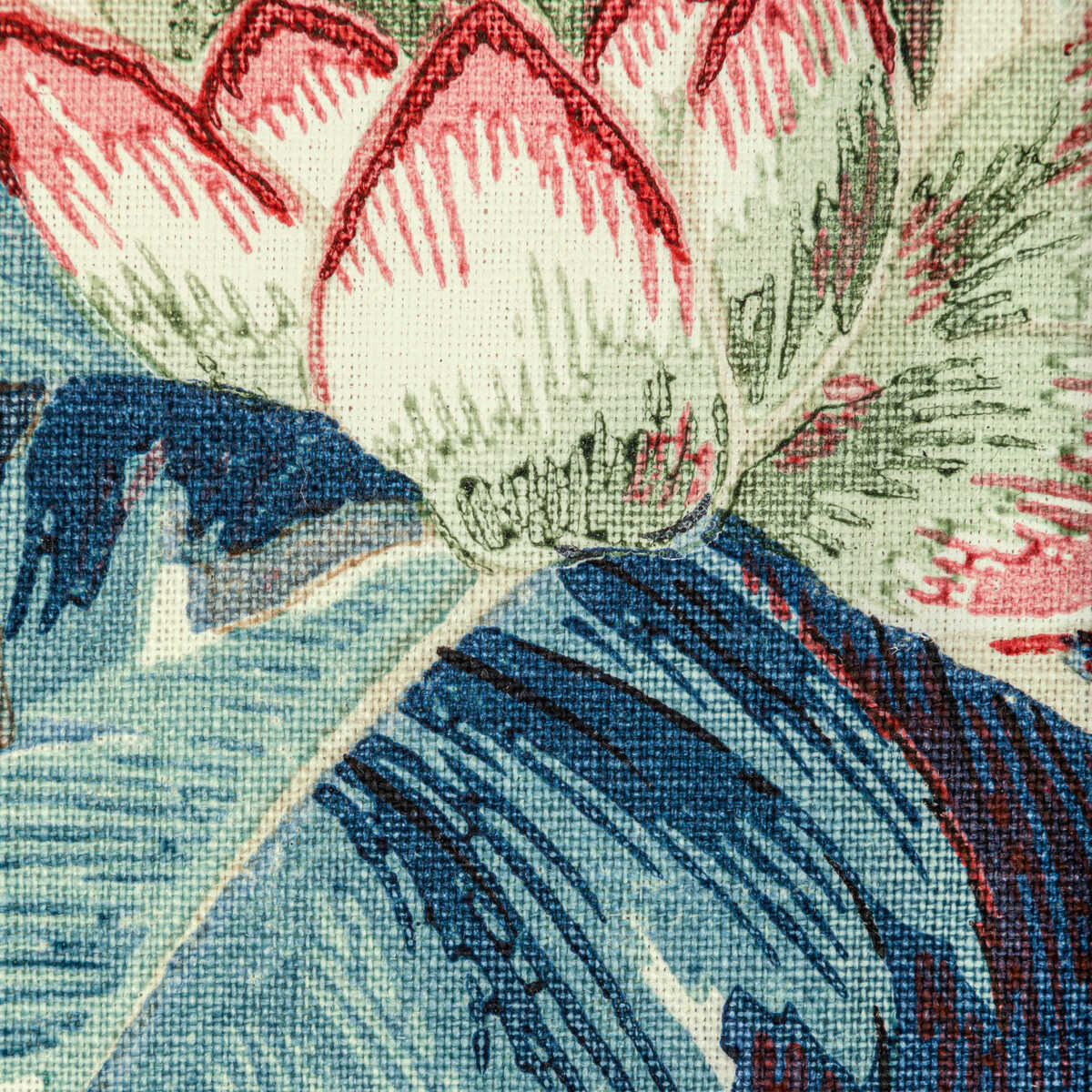 Gastaud Print - Aqua/Berry - BRUNSCHWIG & FILS Fabric