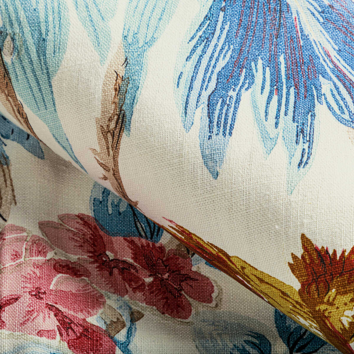 Gastaud Print - Aqua/Berry - BRUNSCHWIG & FILS Fabric