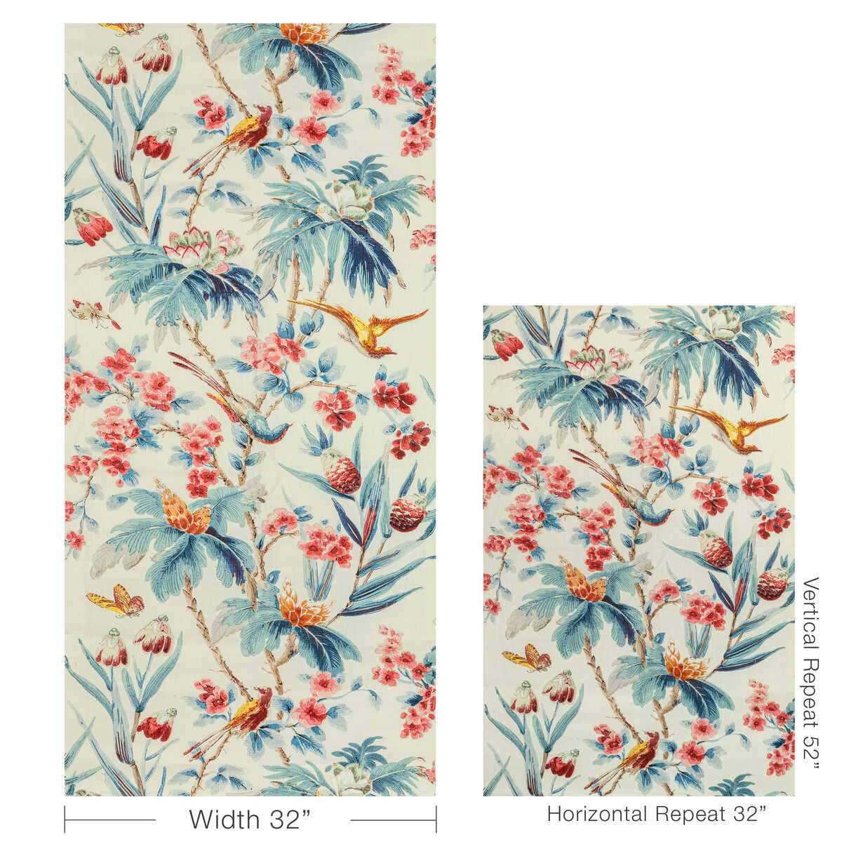 Gastaud Print - Aqua/Berry - BRUNSCHWIG & FILS Fabric