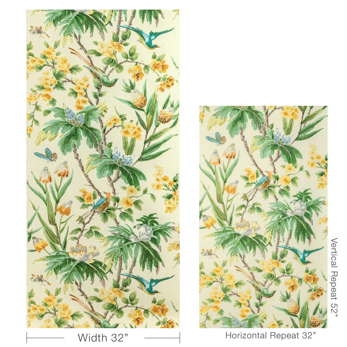 Gastaud Print - Gold/Leaf - BRUNSCHWIG & FILS Fabric
