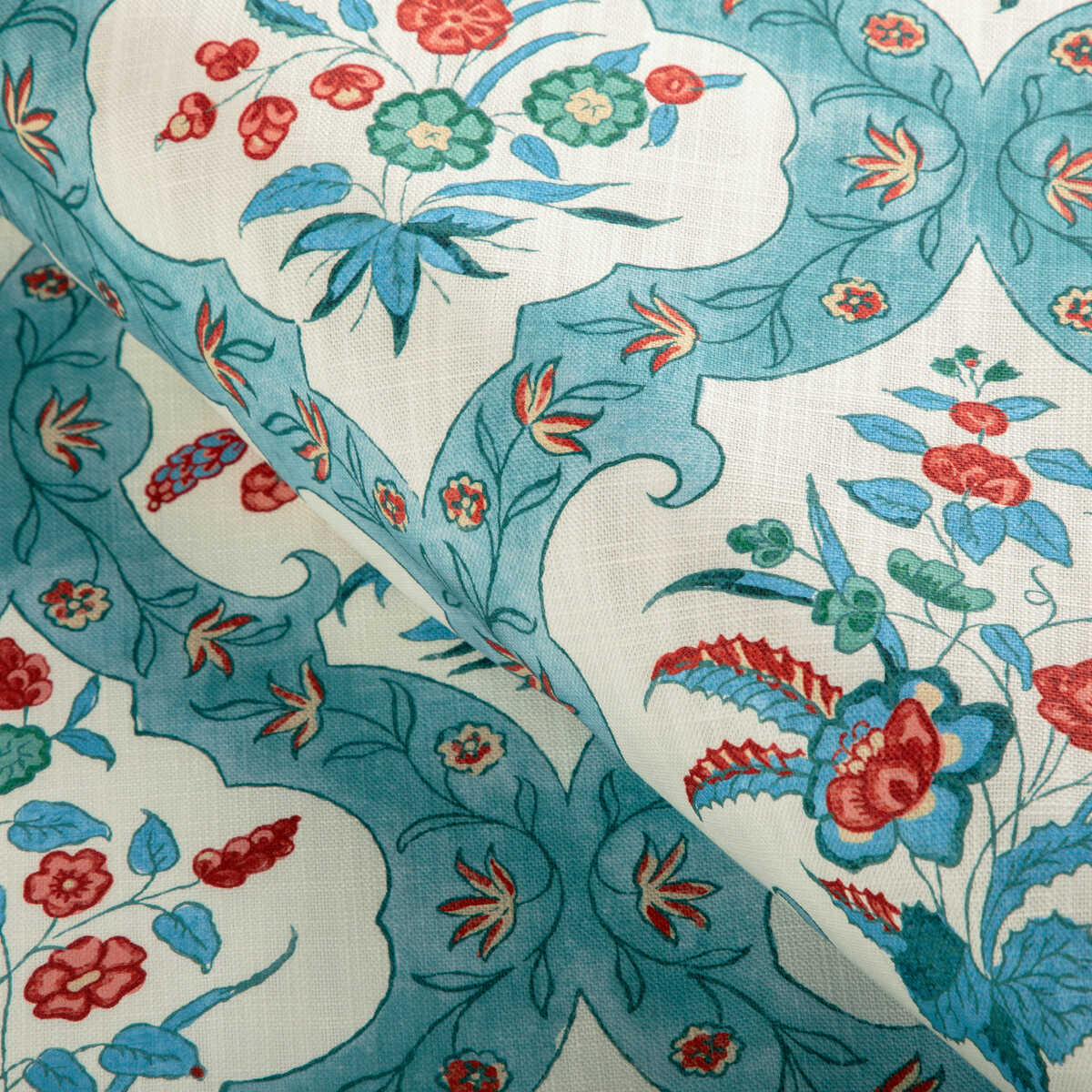 Ventoux Print - Teal/Rose - BRUNSCHWIG & FILS Fabric