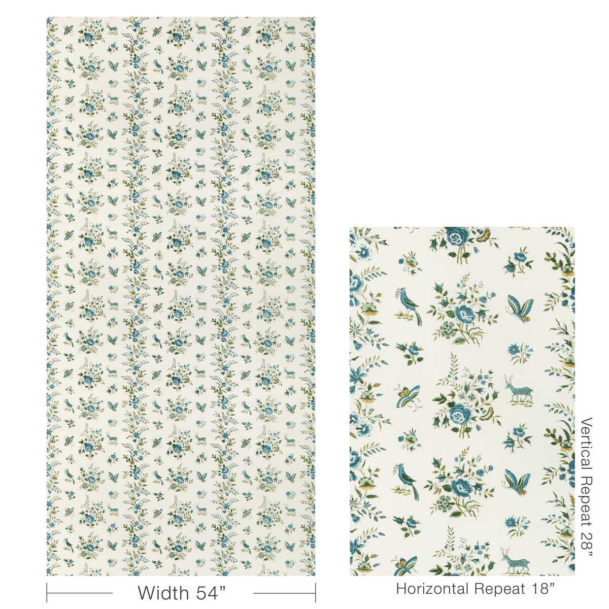 Aurel Print - Aqua/Leaf - BRUNSCHWIG & FILS Fabric