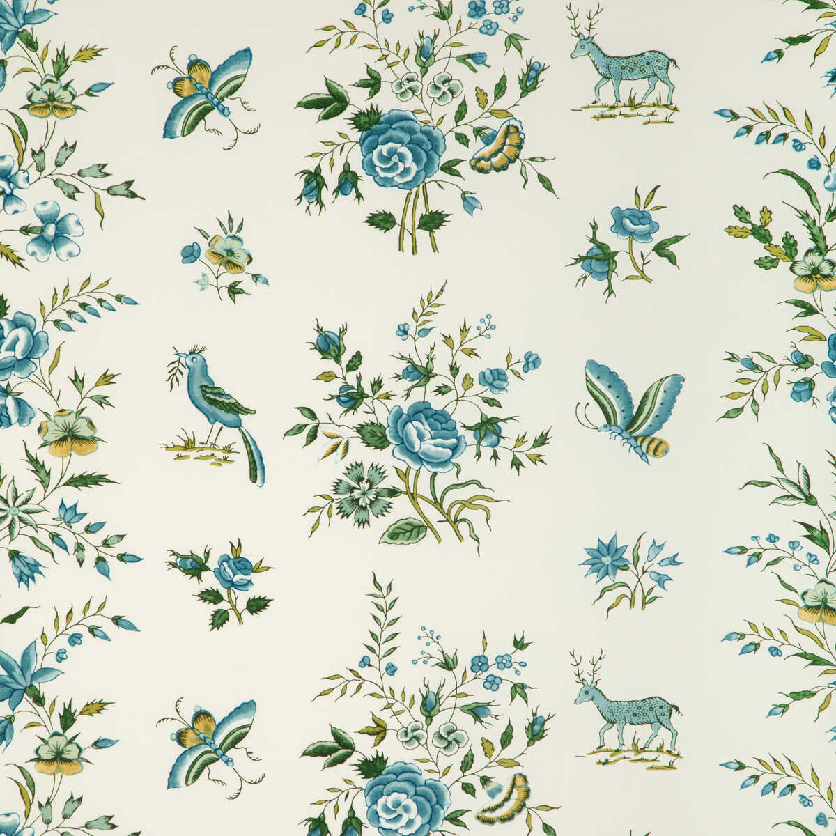 Aurel Print - Aqua/Leaf - BRUNSCHWIG & FILS Fabric