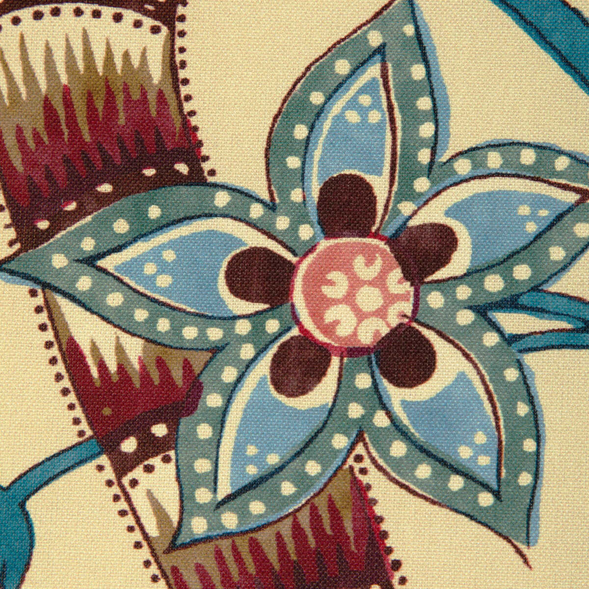Cadenet Print - Beige/Teal - BRUNSCHWIG & FILS Fabric