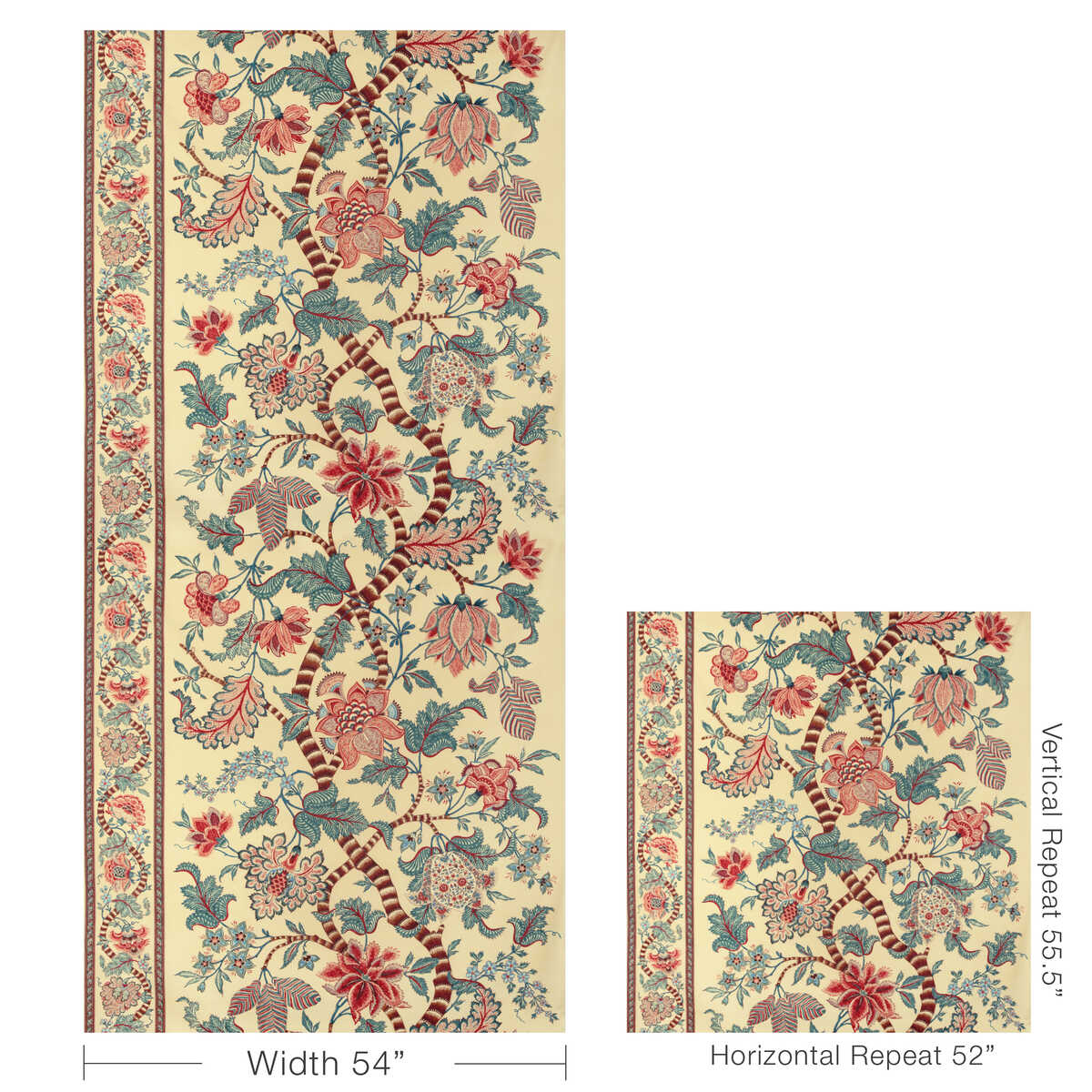 Cadenet Print - Beige/Teal - BRUNSCHWIG & FILS Fabric