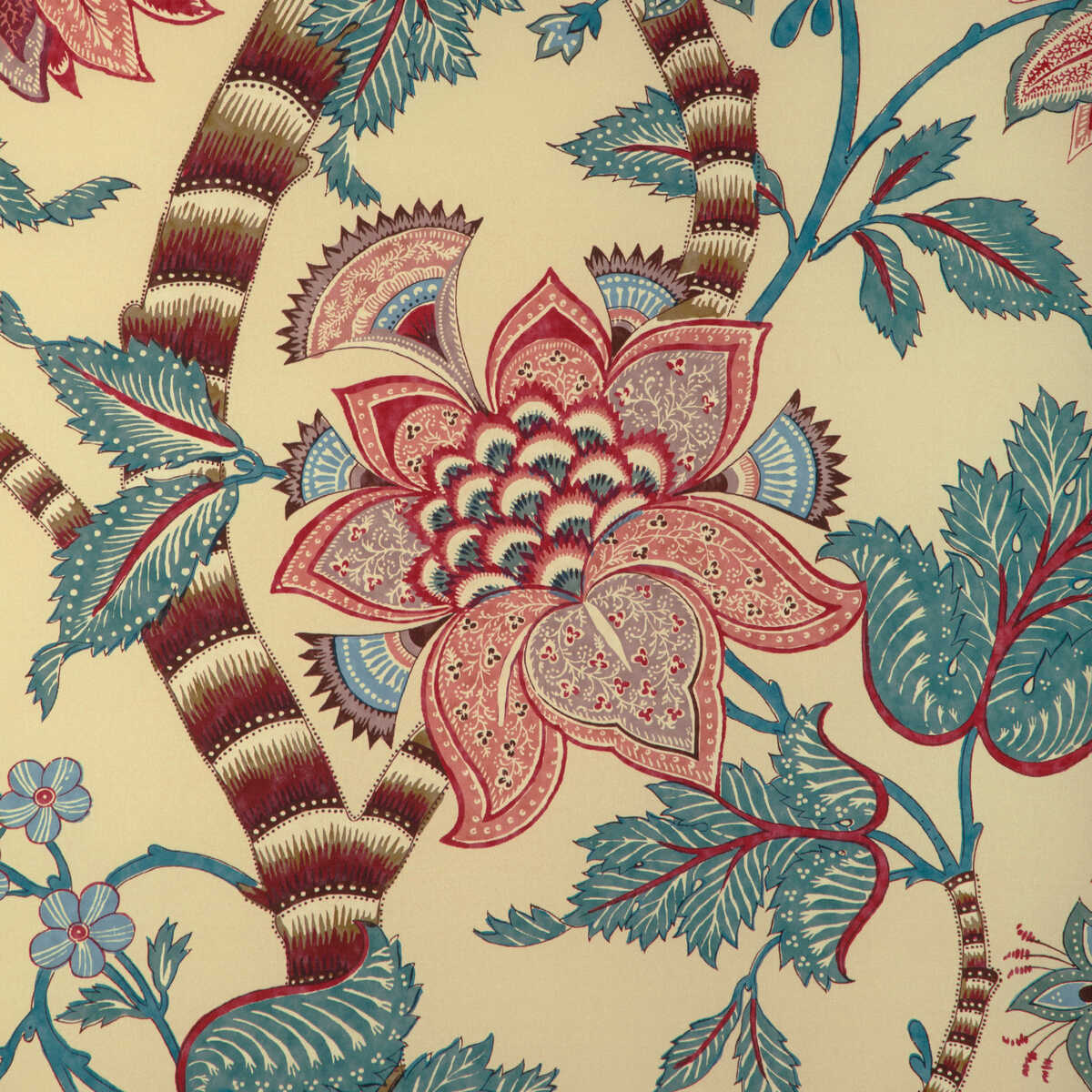 Cadenet Print - Beige/Teal - BRUNSCHWIG & FILS Fabric
