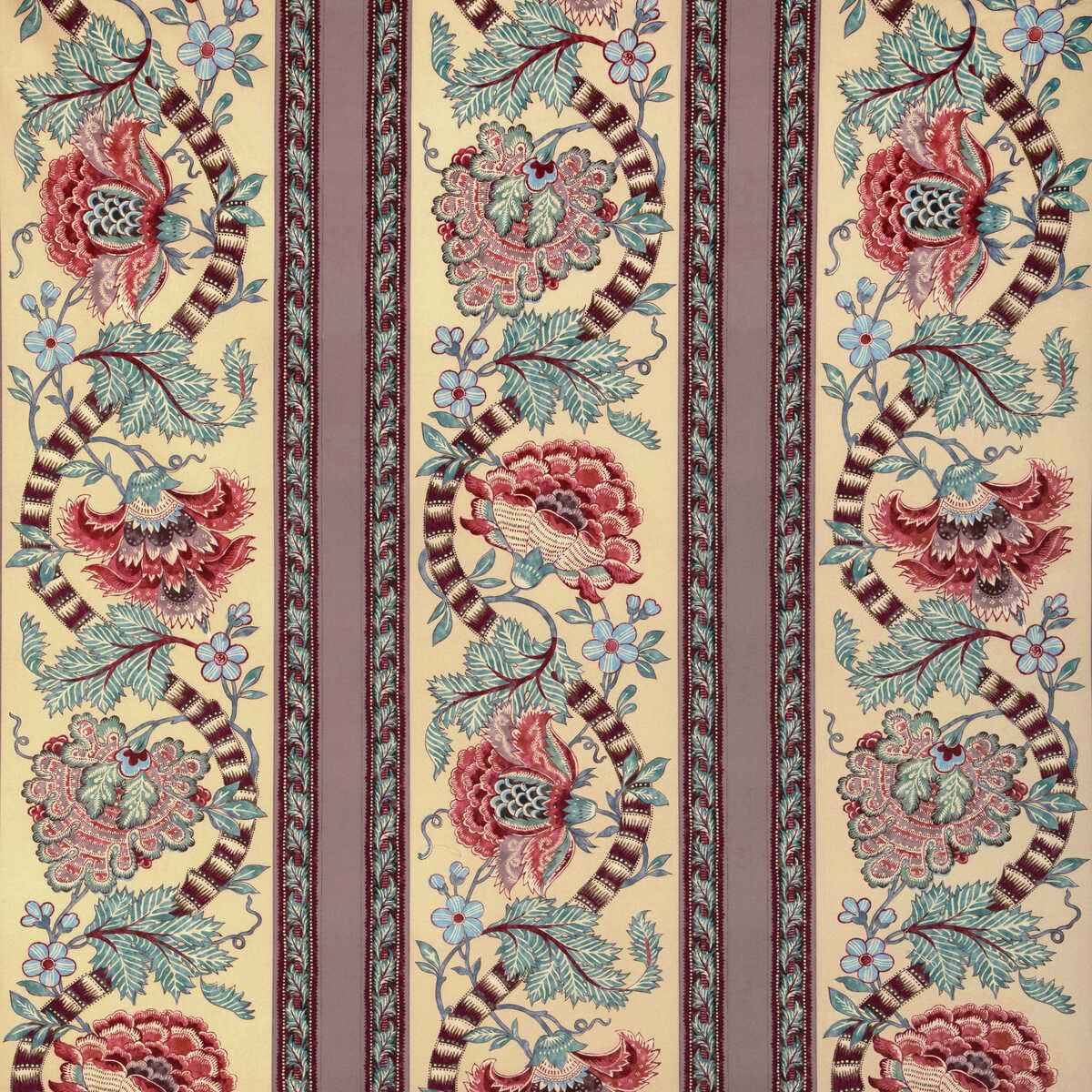 802310616350 Lauris Print Beige Teal Brunschwig Fils Fabric
