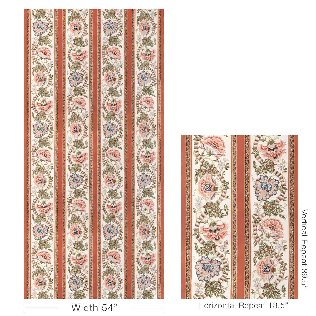 Lauris Print - Apricot/Sage - BRUNSCHWIG & FILS Fabric