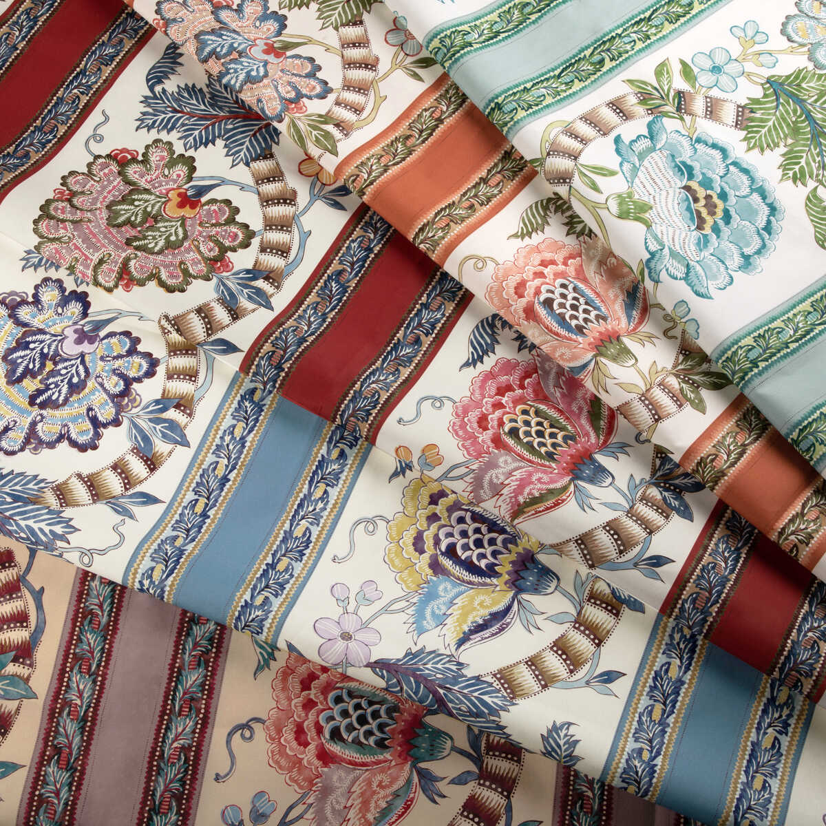 Lauris Print - Aqua/Leaf - BRUNSCHWIG & FILS Fabric