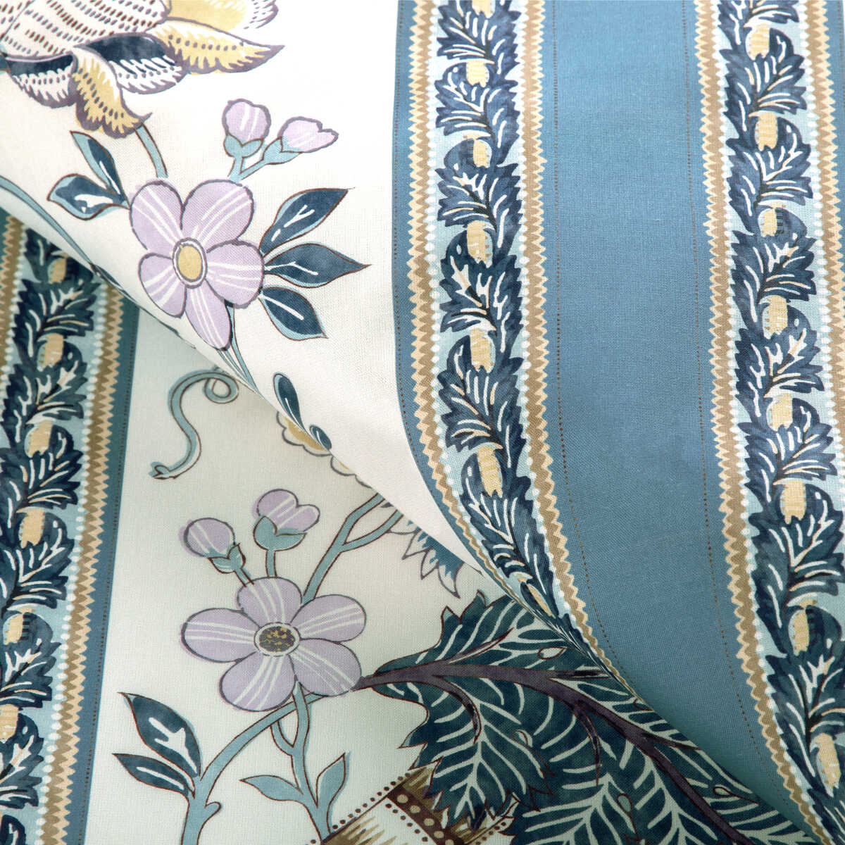 Lauris Print - Blue/Gold - BRUNSCHWIG & FILS Fabric