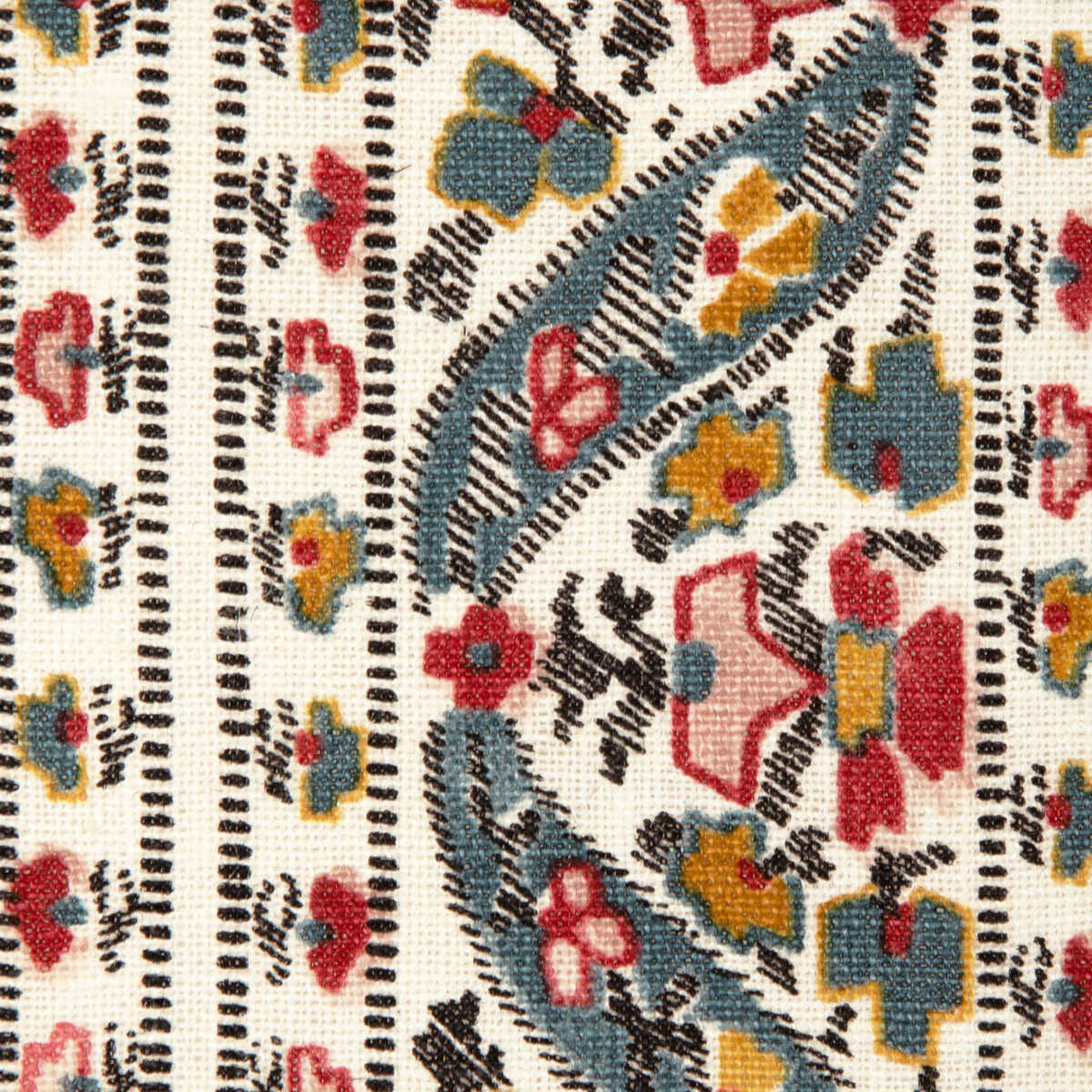 Visan Print - Teal/Rose - BRUNSCHWIG & FILS Fabric