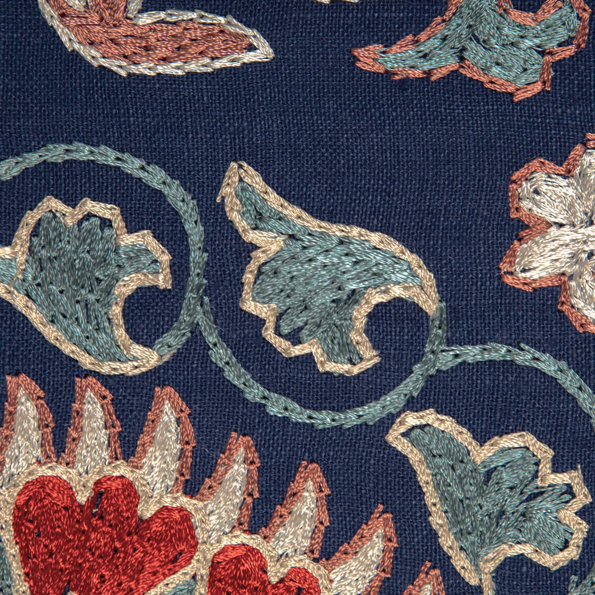 Saanvi Emb - Blue/Red - BRUNSCHWIG & FILS Fabric