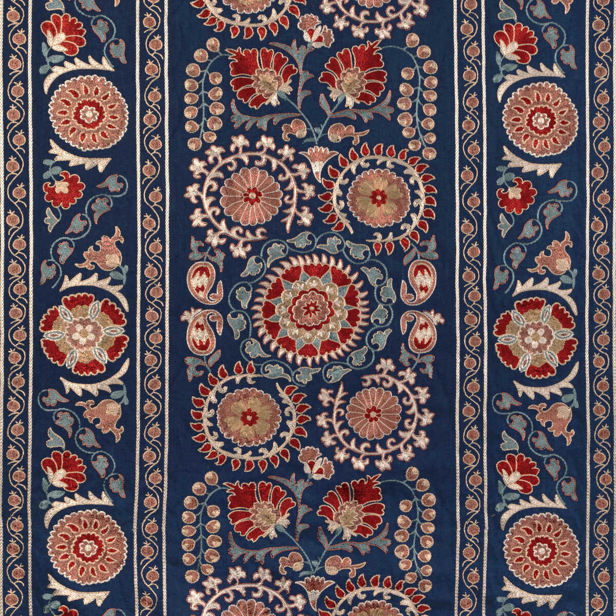 Saanvi Emb - Blue/Red - BRUNSCHWIG & FILS Fabric