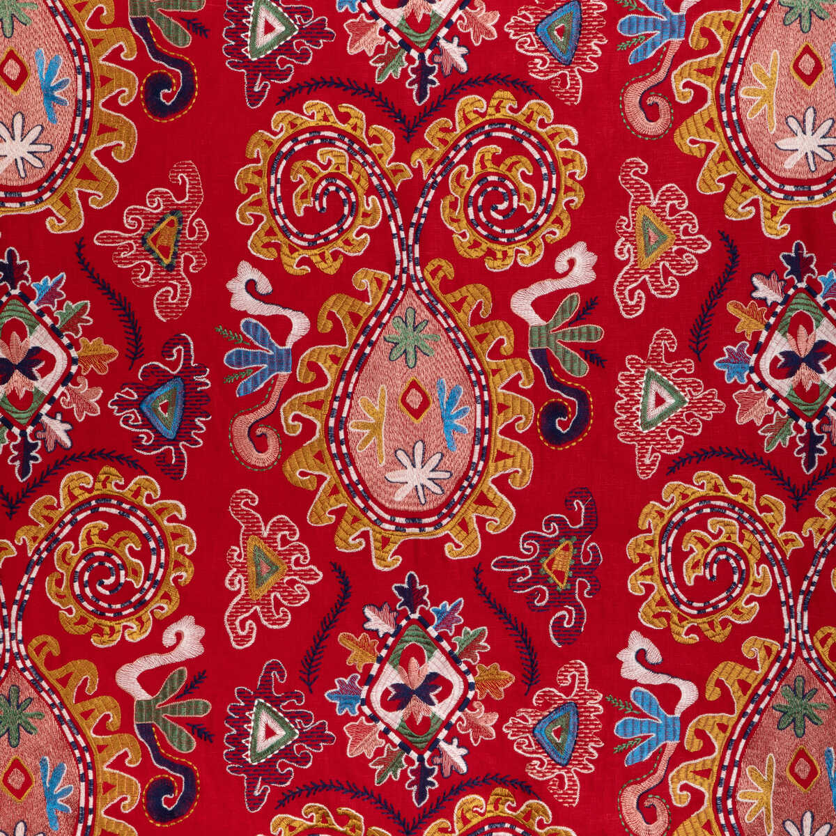 Lavali Emb - Red/Gold - BRUNSCHWIG & FILS Fabric