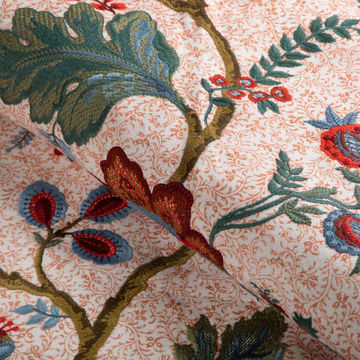 Anduze Emb - Red/Blue - BRUNSCHWIG & FILS Fabric