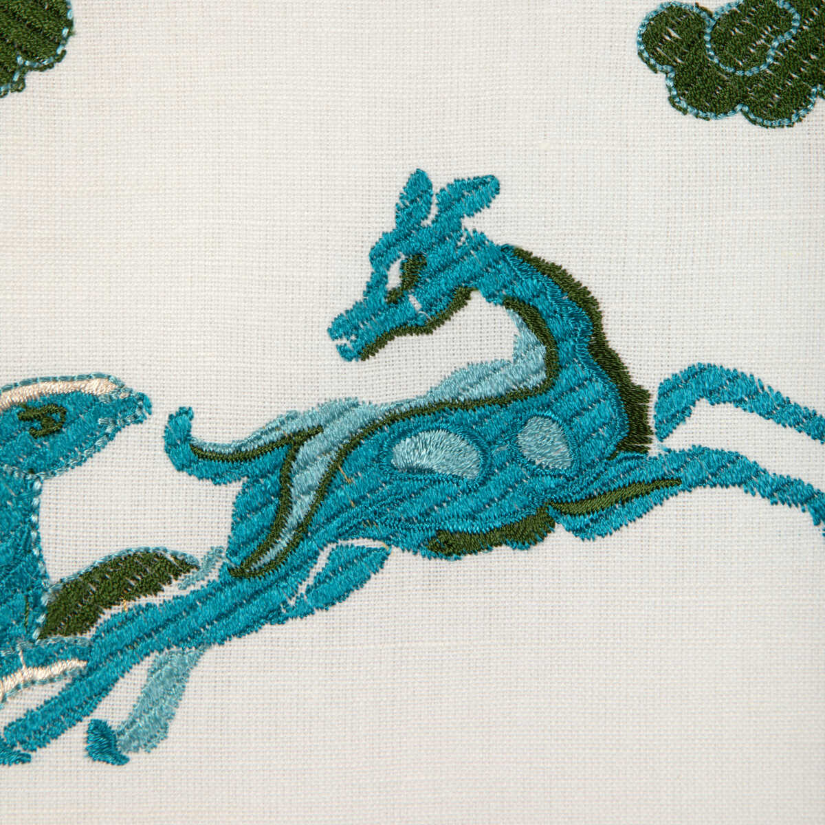 Nayan Emb - Aqua/Leaf - BRUNSCHWIG & FILS Fabric