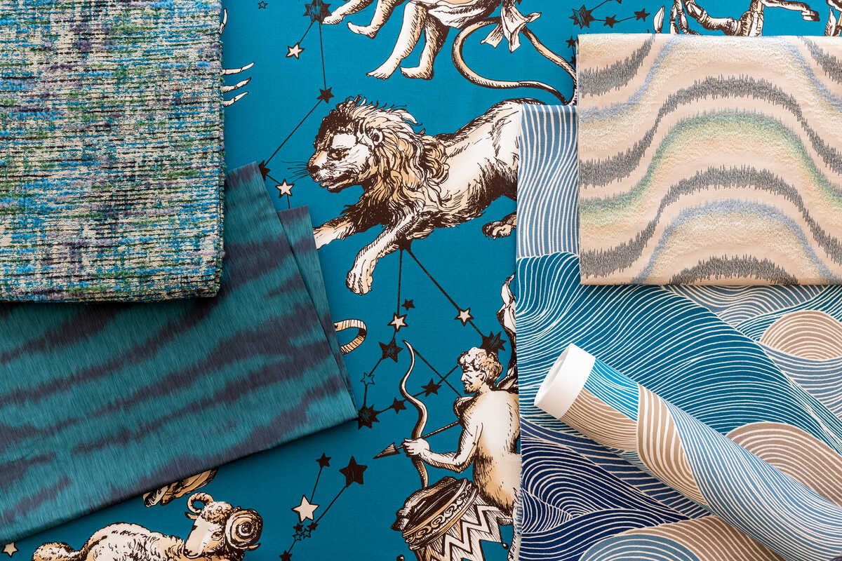 Cosmique Print - Teal - BRUNSCHWIG & FILS Fabric