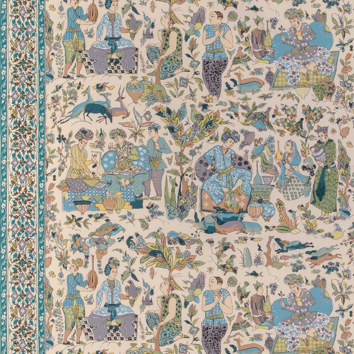 Shalimar Print - Aqua/Leaf - BRUNSCHWIG & FILS Fabric