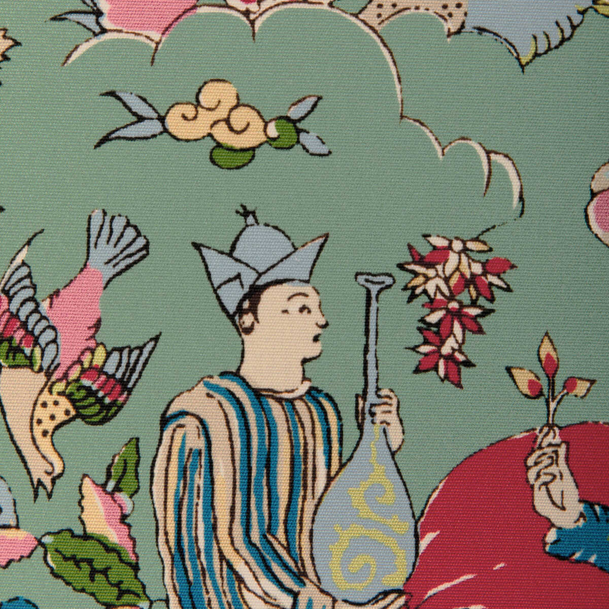 Shalimar Print - Jade/Rose - BRUNSCHWIG & FILS Fabric