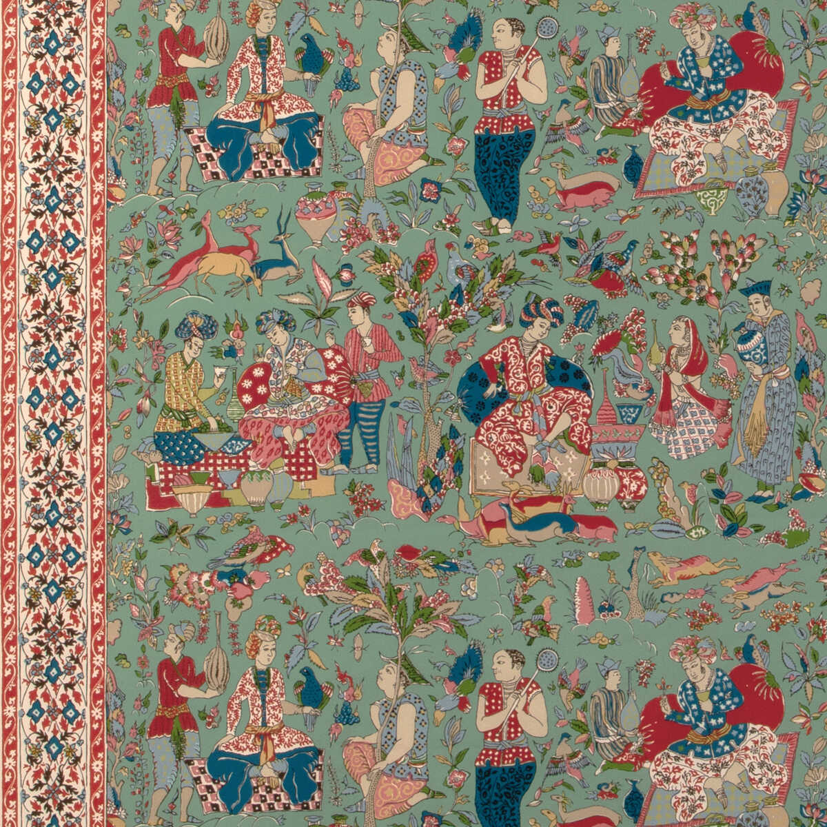 Shalimar Print - Jade/Rose - BRUNSCHWIG & FILS Fabric