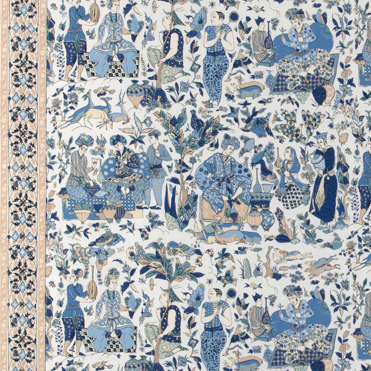Shalimar Print - Blue/Sand - BRUNSCHWIG & FILS Fabric