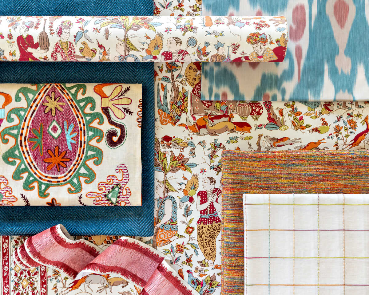 Shalimar Print - Berry/Sand - BRUNSCHWIG & FILS Fabric