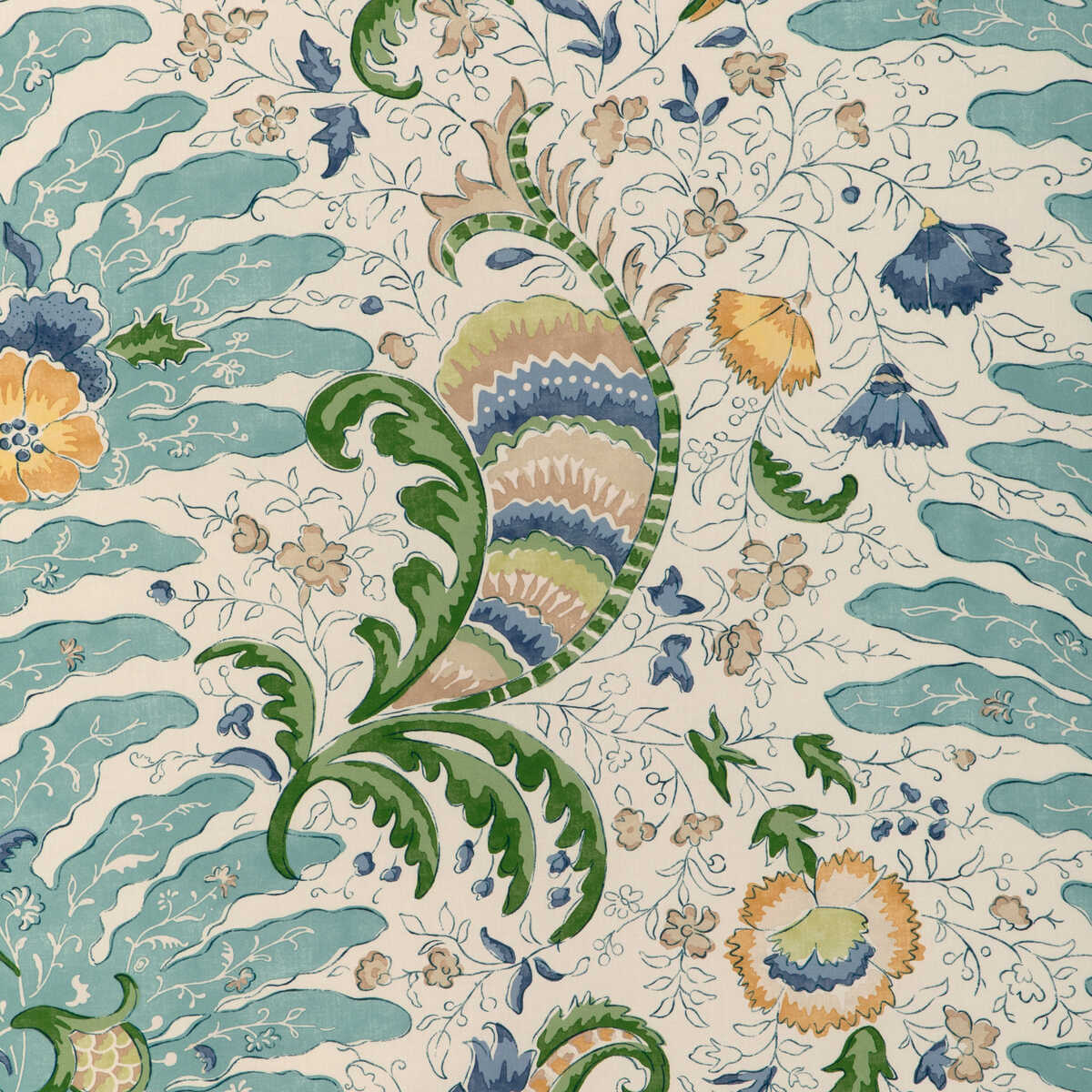Riviere Print - Aqua - BRUNSCHWIG & FILS Fabric
