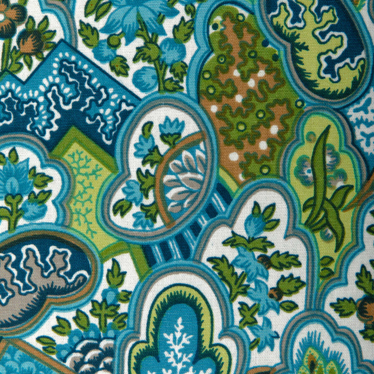 Villandry Print - Aqua - BRUNSCHWIG & FILS Fabric