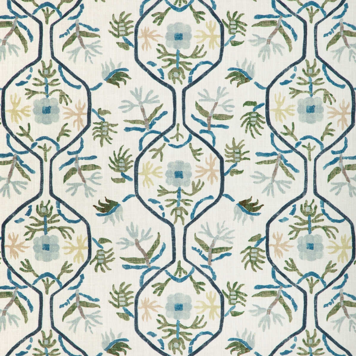 Le Jasmin Print - Marine - BRUNSCHWIG & FILS Fabric