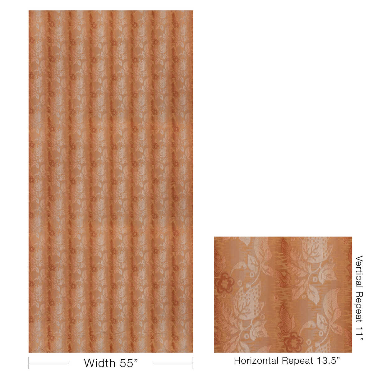 Primavera Brocatelle - Apricot - BRUNSCHWIG & FILS Fabric