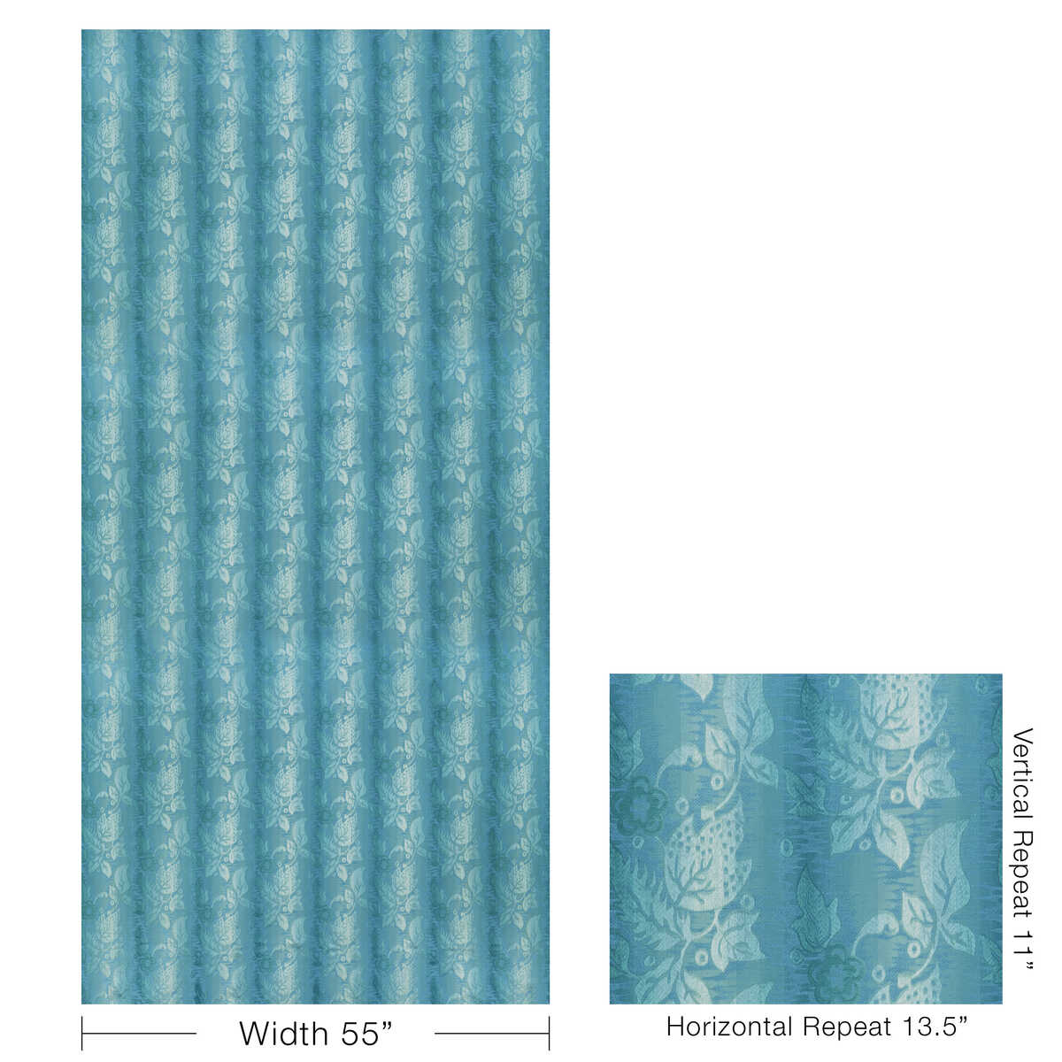 Primavera Brocatelle - Aqua - BRUNSCHWIG & FILS Fabric
