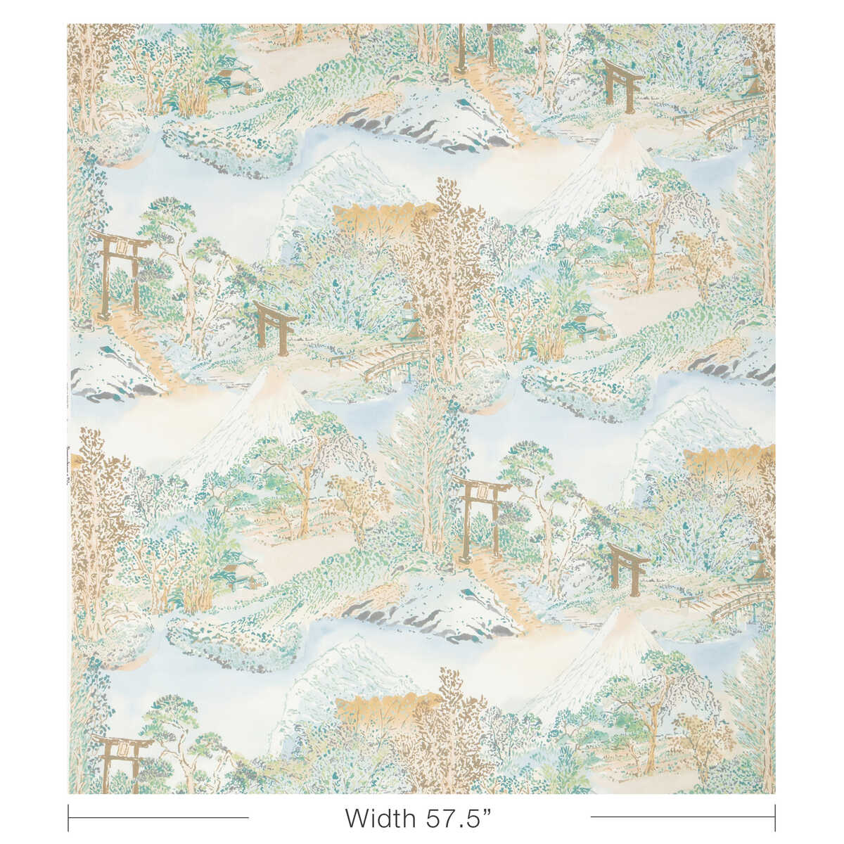 Meiji Print - Aqua - BRUNSCHWIG & FILS Fabric