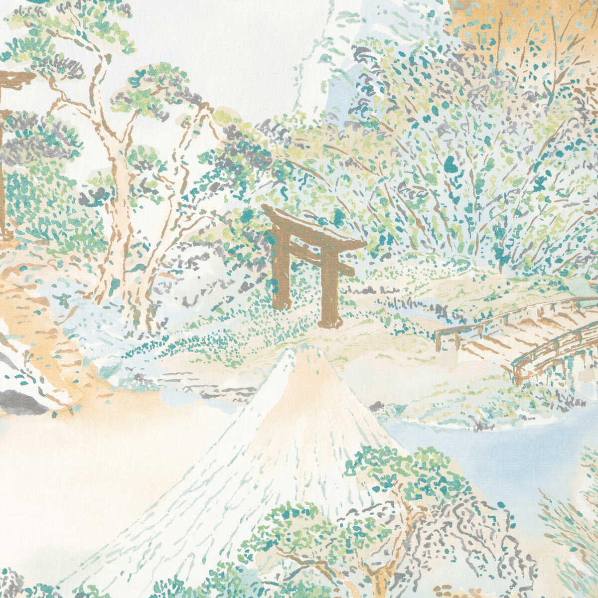 Meiji Print - Aqua - BRUNSCHWIG & FILS Fabric