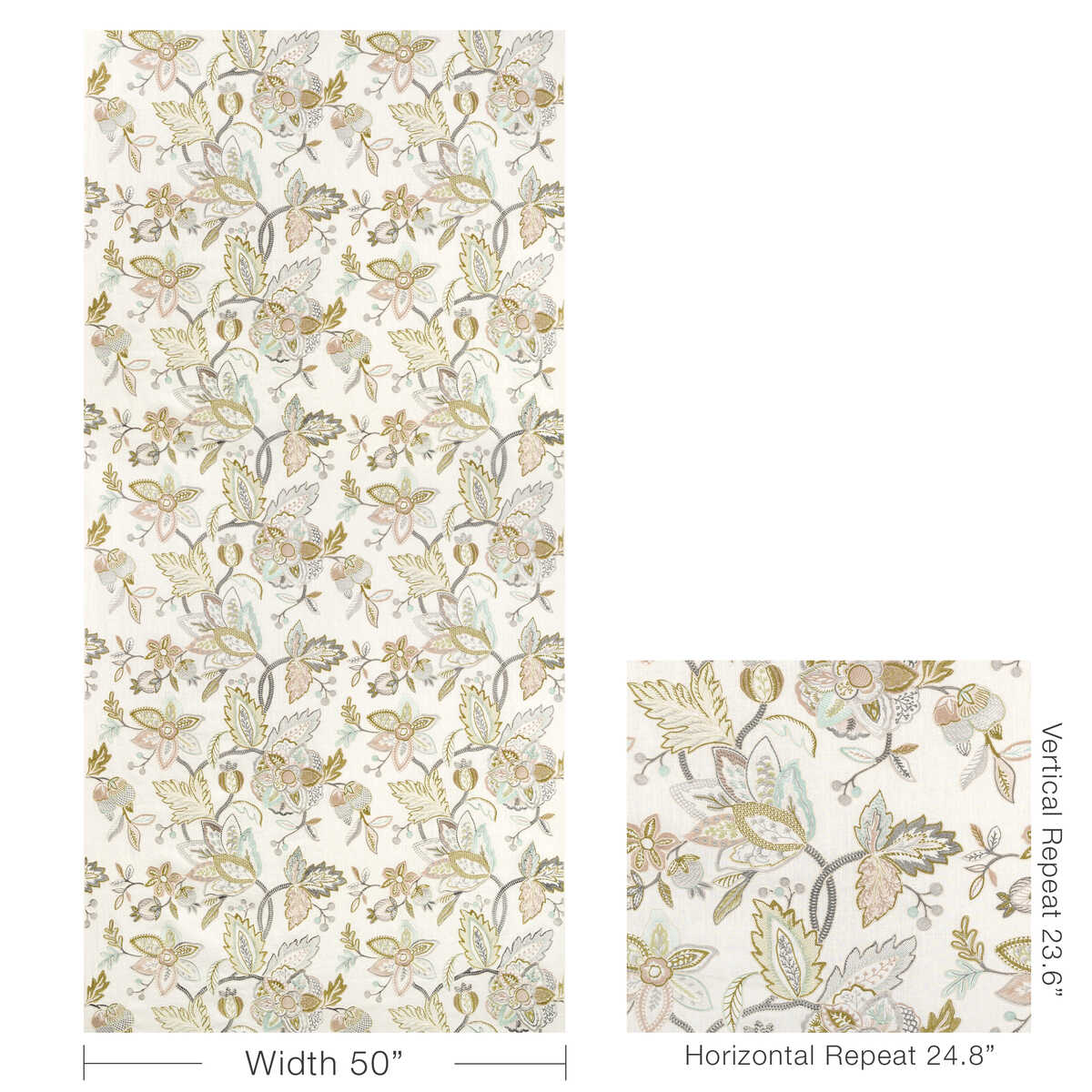 Sierre Emb - Lagoon - BRUNSCHWIG & FILS Fabric