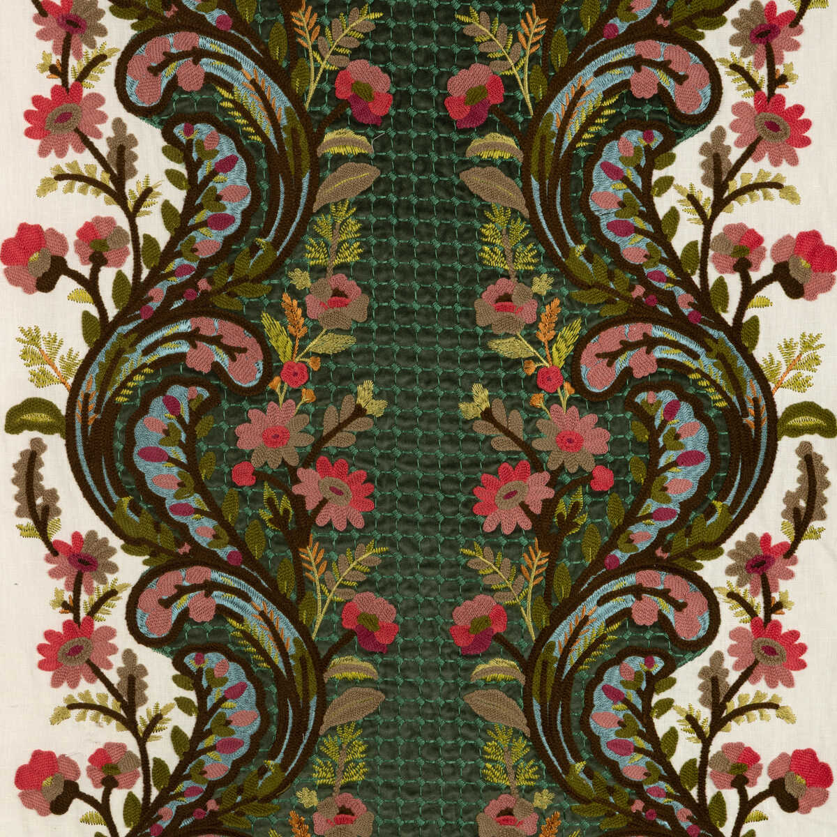 Victoria Emb - Jade/Rose - BRUNSCHWIG & FILS Fabric