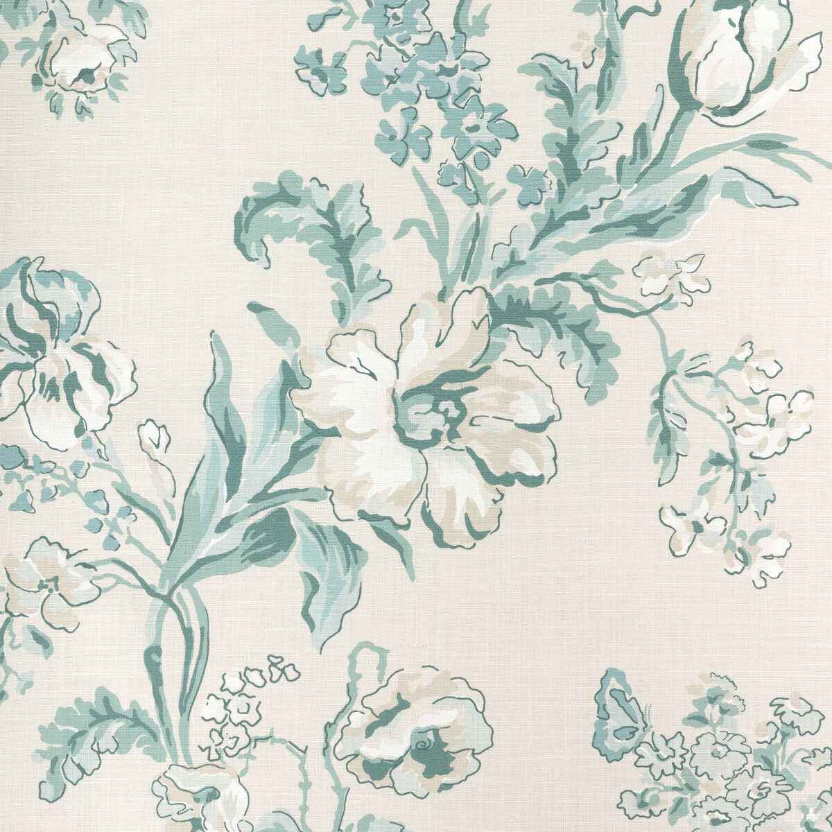 8025127130 Maintenon Print Aqua Brunschwig Fils Fabric