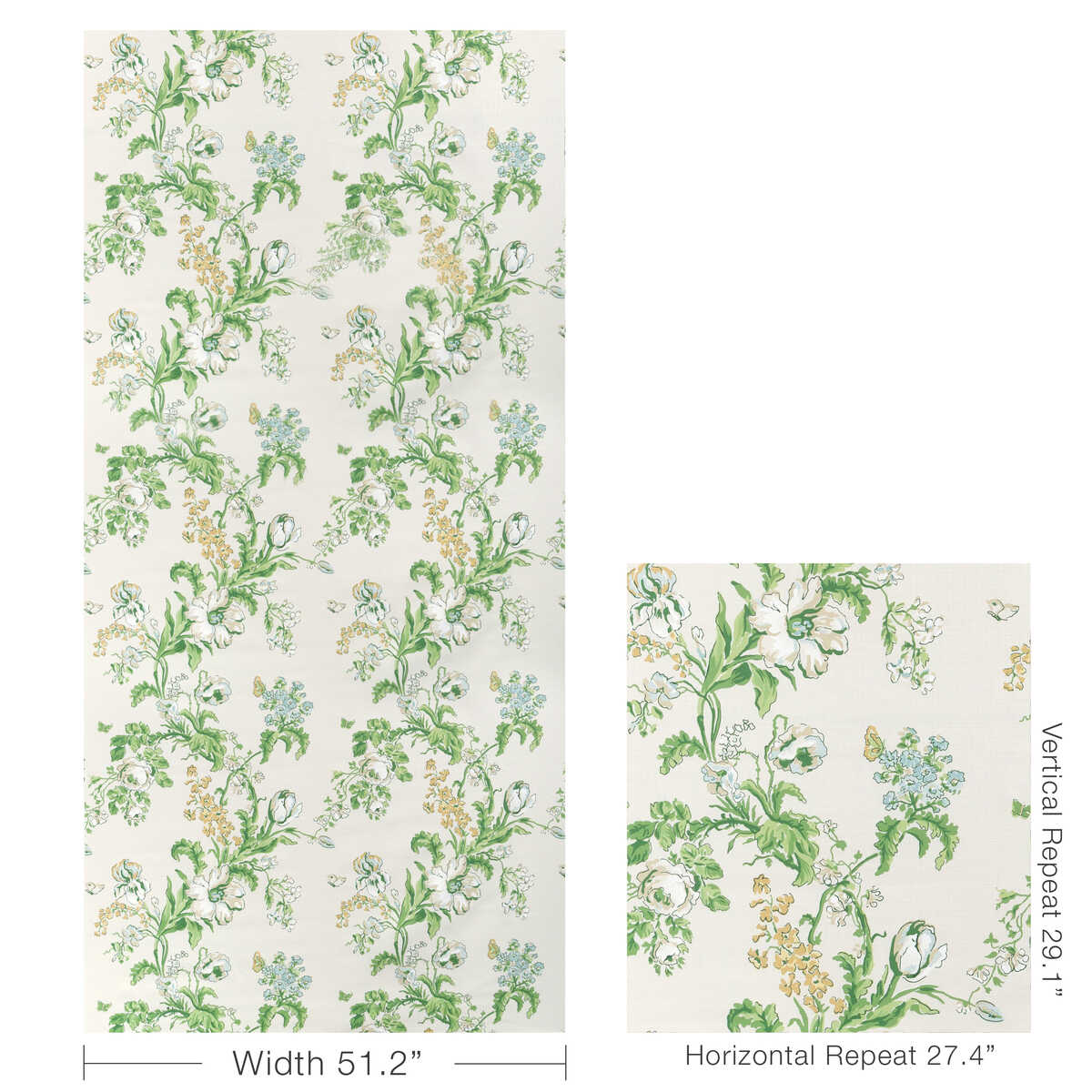 Maintenon Print - Vert/Soleil - BRUNSCHWIG & FILS Fabric
