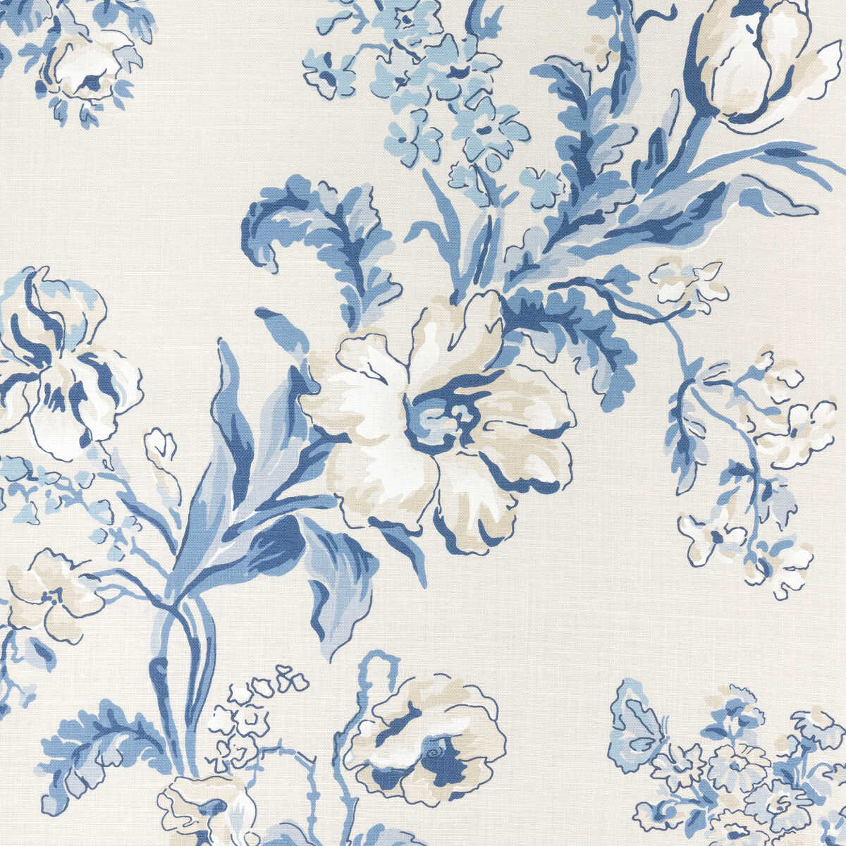 Maintenon Print - Blue - BRUNSCHWIG & FILS Fabric