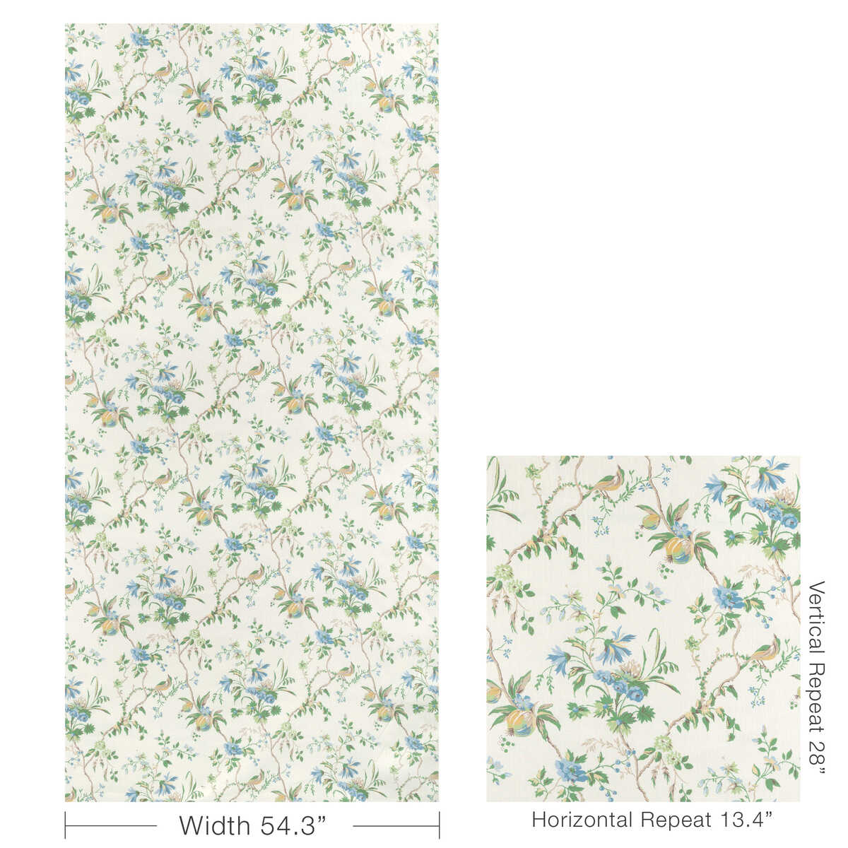 Locklin Print - Lagoon - BRUNSCHWIG & FILS Fabric