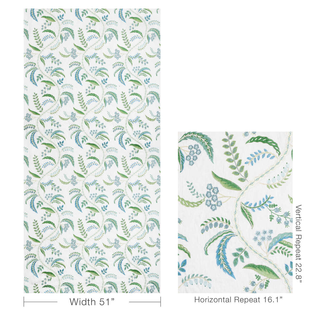 Genive Emb - Lagoon - BRUNSCHWIG & FILS Fabric