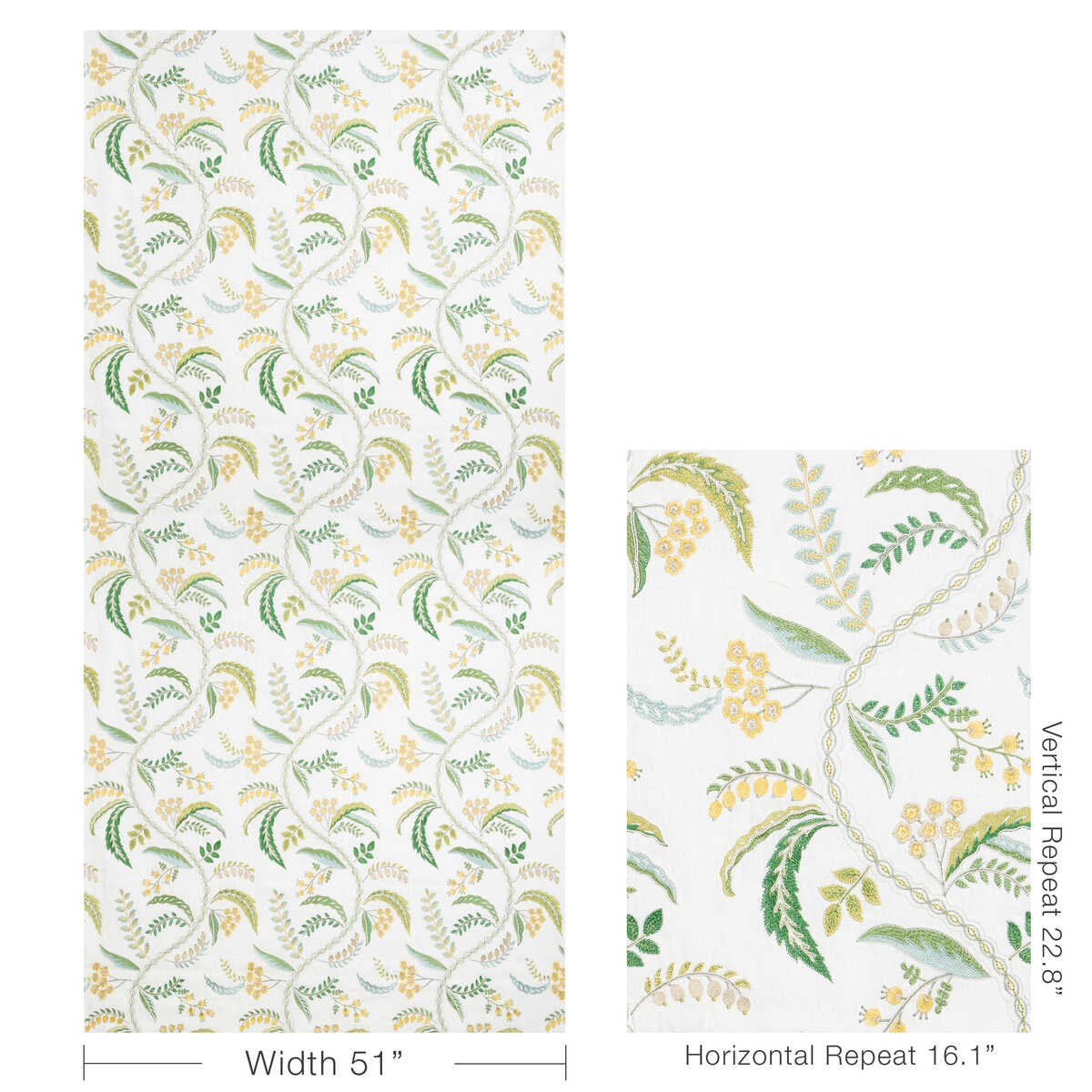 Genive Emb - Vert/Soleil - BRUNSCHWIG & FILS Fabric
