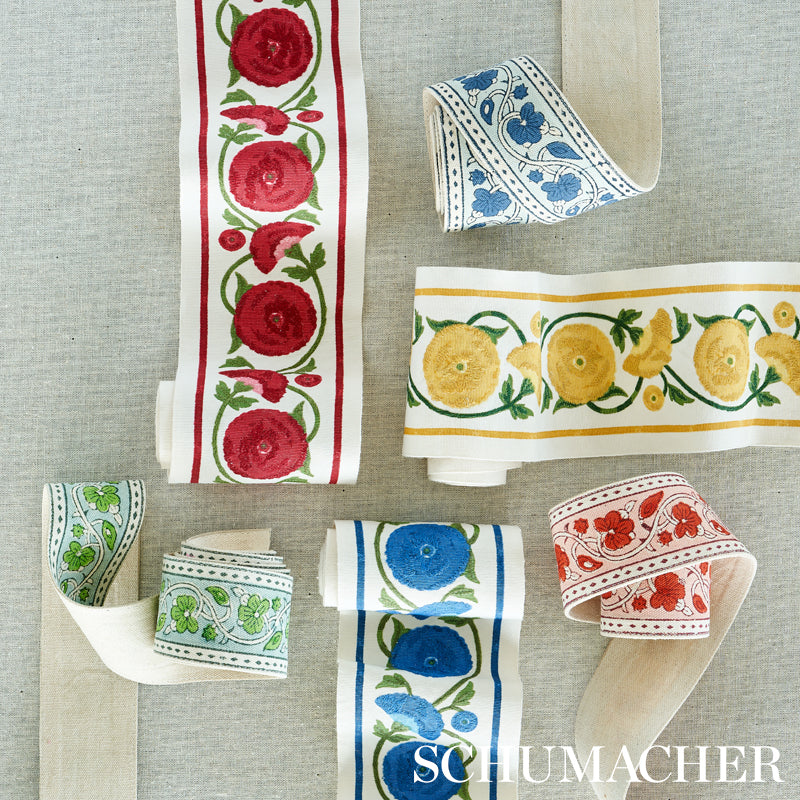 SARANDA-FLOWER-EMBROIDERY-TAPE-CARDINAL-SCHUMACHER-80390 - Schumacher Trim