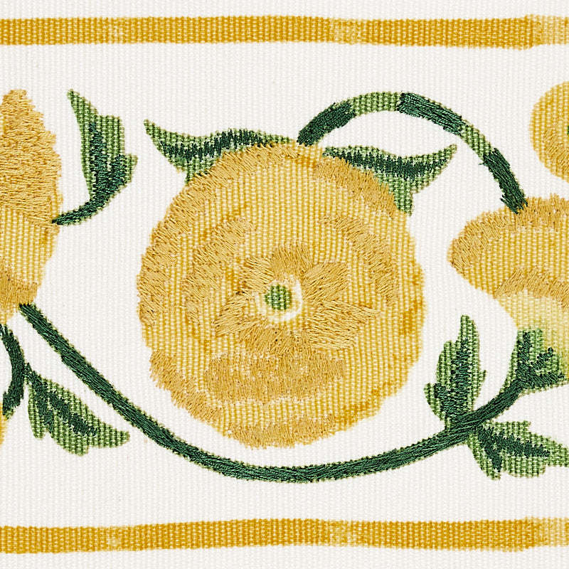 SARANDA-FLOWER-EMBROIDERY-TAPE-MARIGOLD-SCHUMACHER-80391 - Schumacher Trim